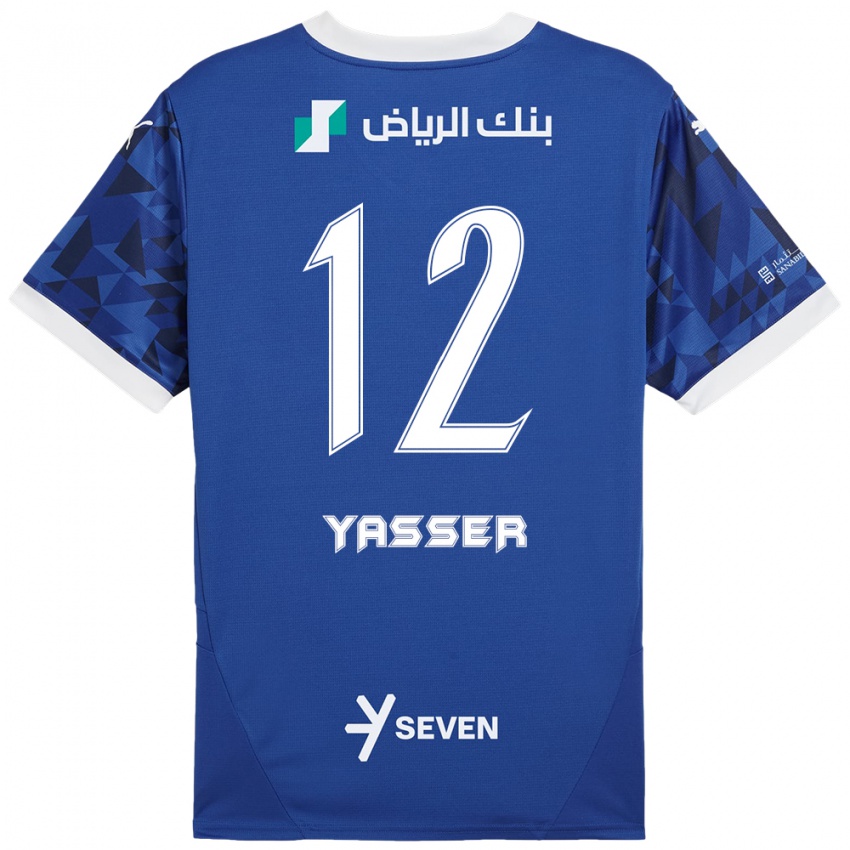 Bambino Maglia Yasser Al-Shahrani #12 Blu Scuro Bianco Kit Gara Home 2024/25 Maglietta