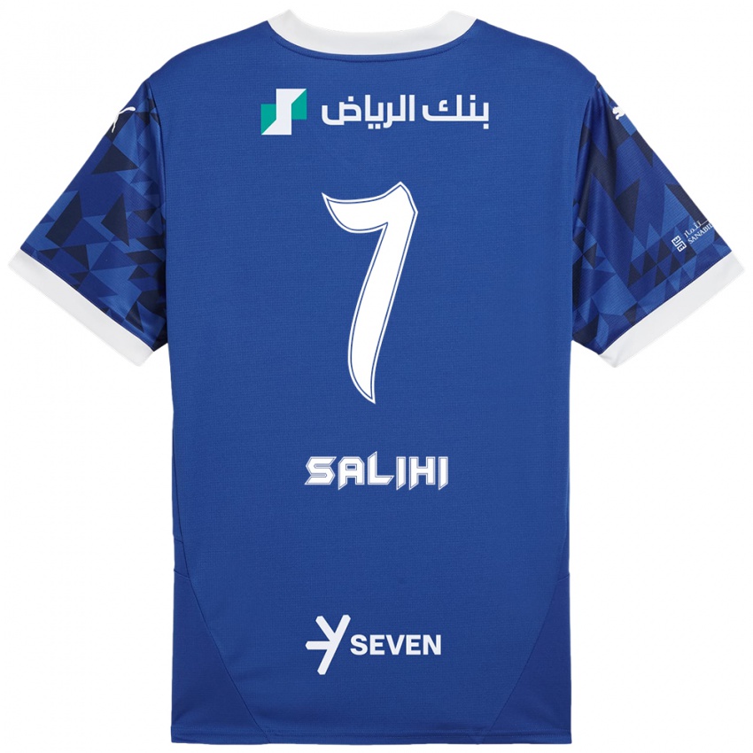 Bambino Maglia Shokhan Salihi #7 Blu Scuro Bianco Kit Gara Home 2024/25 Maglietta