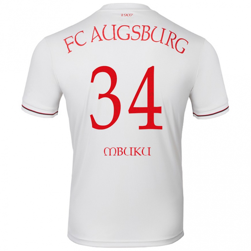 Bambino Maglia Nathanaël Mbuku #34 Bianco Kit Gara Home 2024/25 Maglietta