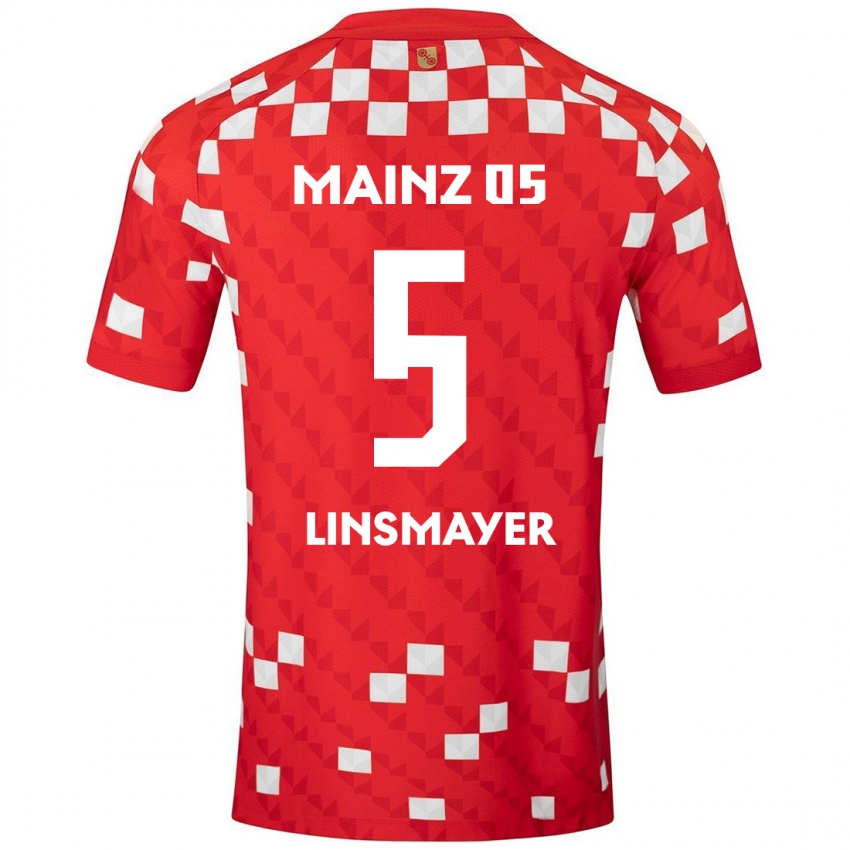 Bambino Maglia Denis Linsmayer #5 Bianco Rosso Kit Gara Home 2024/25 Maglietta