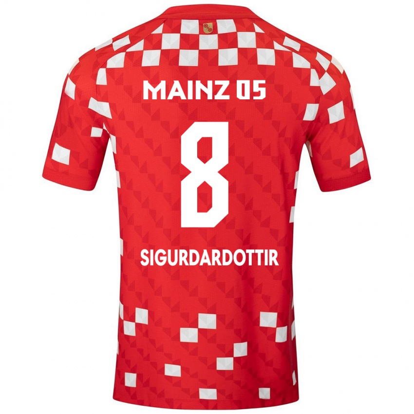 Bambino Maglia Heiðrún Sigurðardóttir #8 Bianco Rosso Kit Gara Home 2024/25 Maglietta