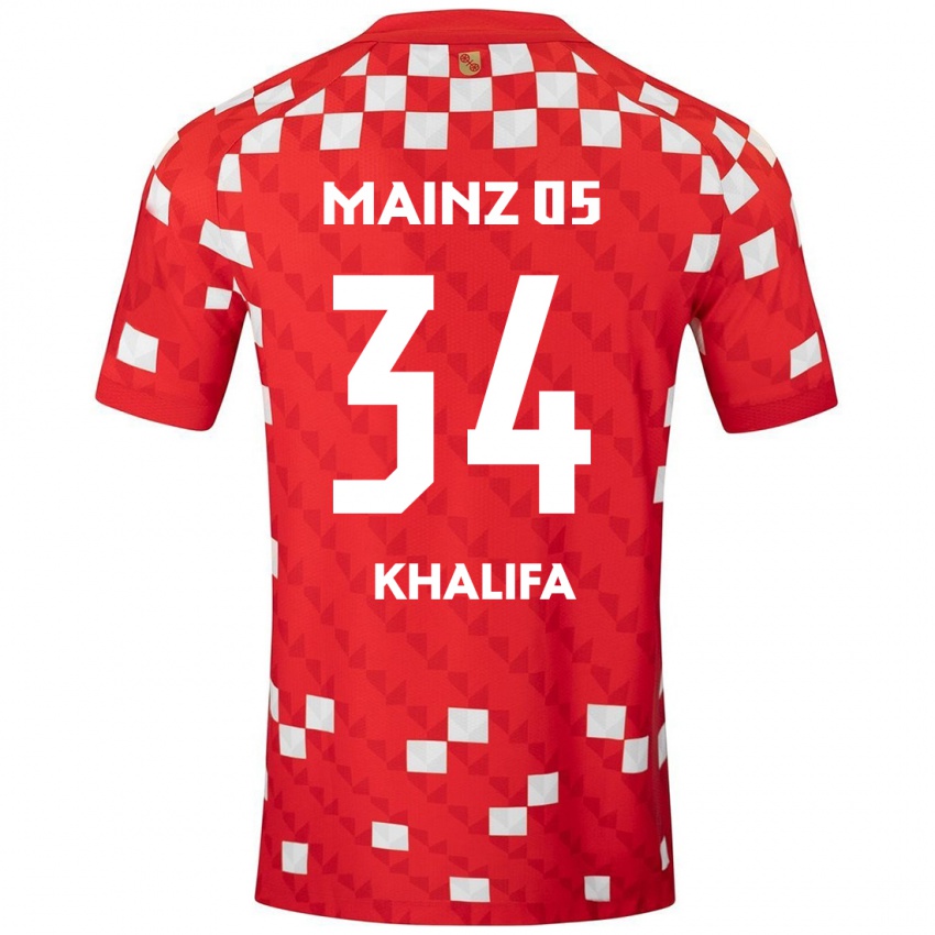 Bambino Maglia Sarah Khalifa #34 Bianco Rosso Kit Gara Home 2024/25 Maglietta