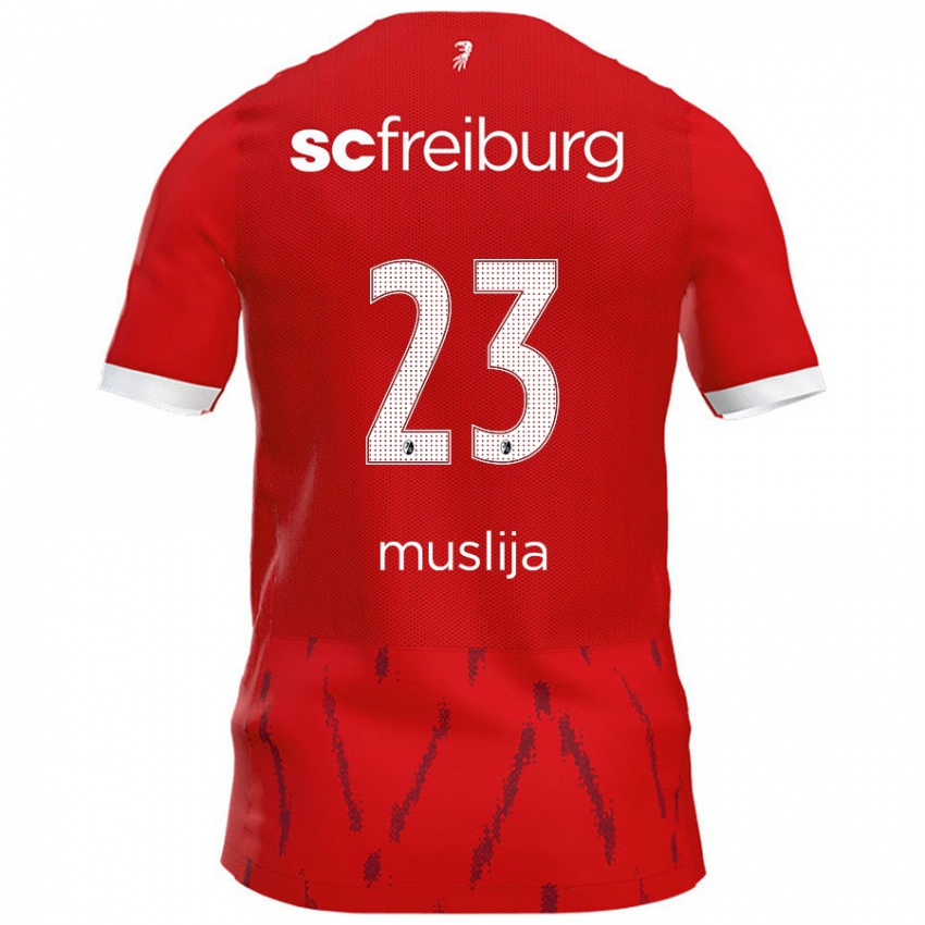 Bambino Maglia Florent Muslija #23 Rosso Kit Gara Home 2024/25 Maglietta