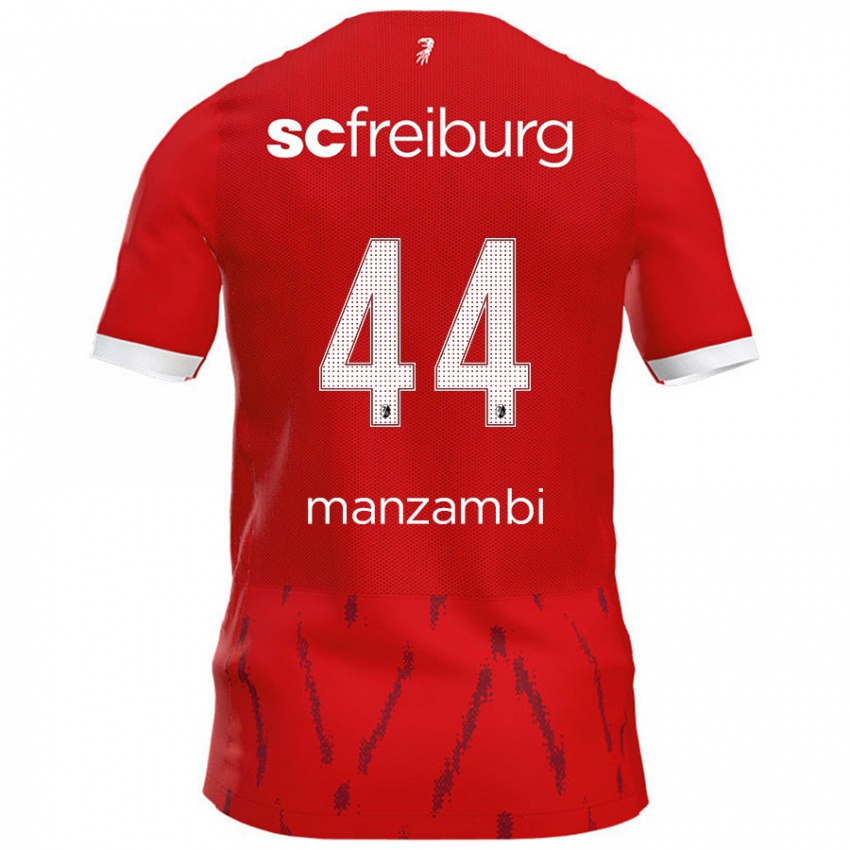 Bambino Maglia Johan Manzambi #44 Rosso Kit Gara Home 2024/25 Maglietta