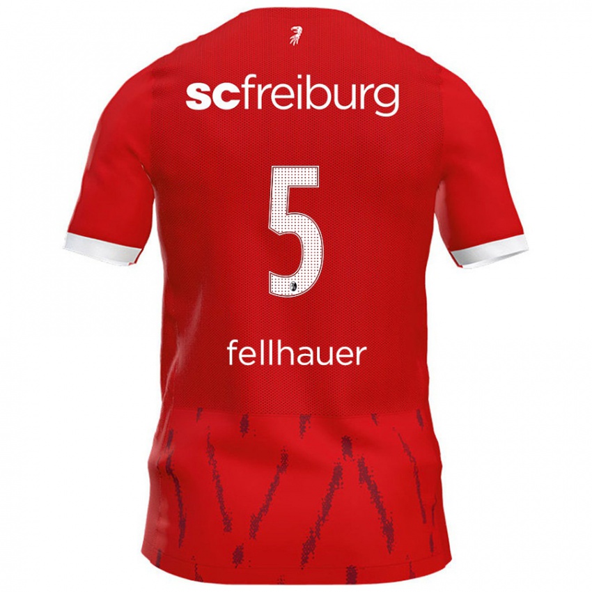 Bambino Maglia Kim Fellhauer #5 Rosso Kit Gara Home 2024/25 Maglietta