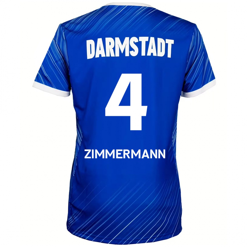 Bambino Maglia Christoph Zimmermann #4 Blu Bianco Kit Gara Home 2024/25 Maglietta