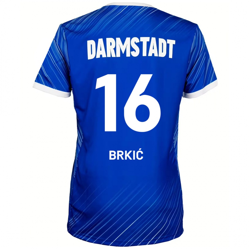 Bambino Maglia Amar Brkić #16 Blu Bianco Kit Gara Home 2024/25 Maglietta