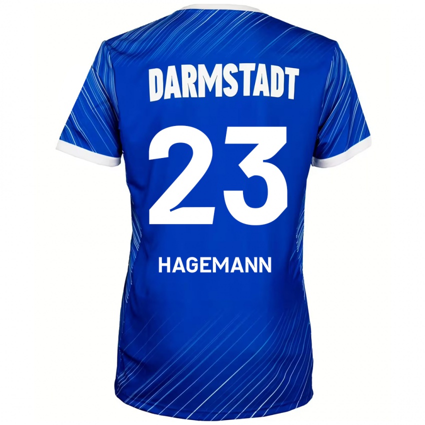 Bambino Maglia Emil Hagemann #23 Blu Bianco Kit Gara Home 2024/25 Maglietta