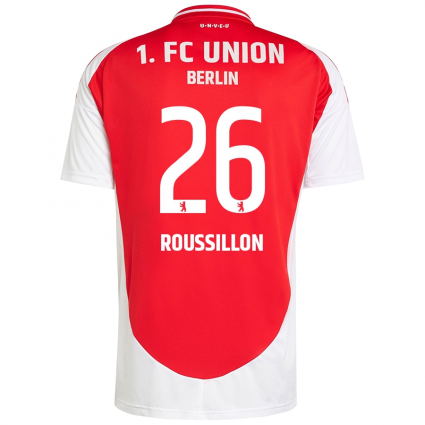 Bambino Maglia Jérôme Roussillon #26 Rosso Bianco Kit Gara Home 2024/25 Maglietta