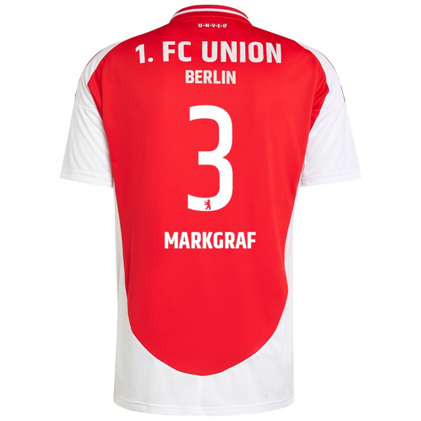 Bambino Maglia Andrik Markgraf #3 Rosso Bianco Kit Gara Home 2024/25 Maglietta