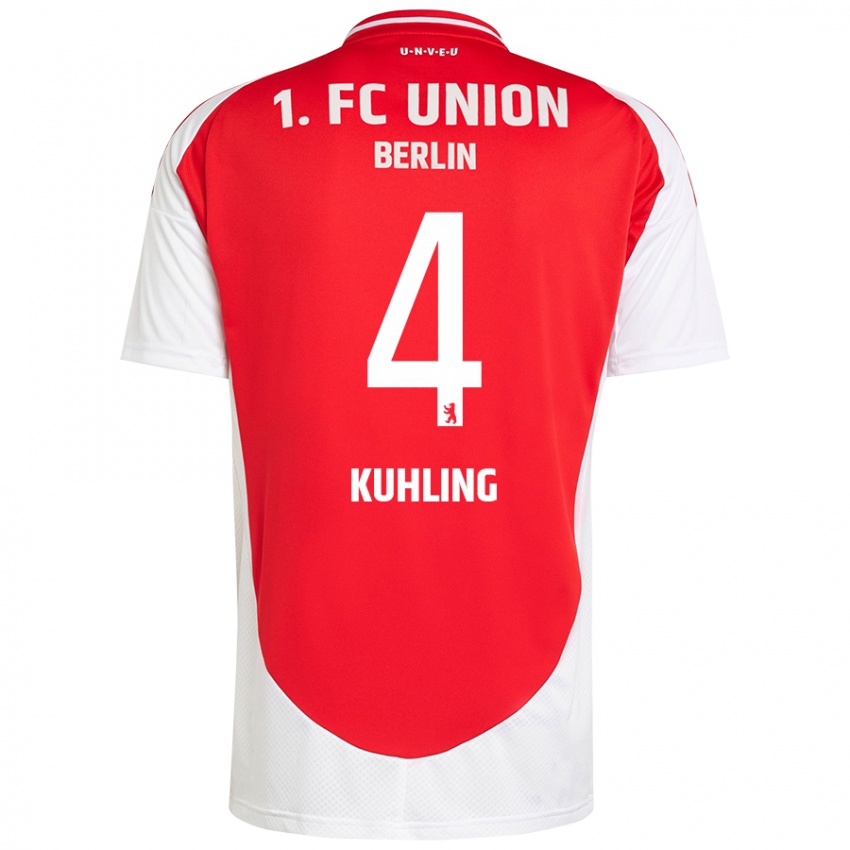 Bambino Maglia Ole Kühling #4 Rosso Bianco Kit Gara Home 2024/25 Maglietta