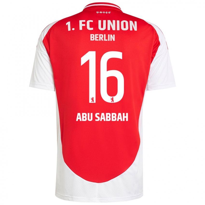 Bambino Maglia Sarah Abu Sabbah #16 Rosso Bianco Kit Gara Home 2024/25 Maglietta