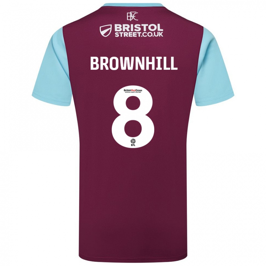 Bambino Maglia Josh Brownhill #8 Borgogna Azzurro Kit Gara Home 2024/25 Maglietta