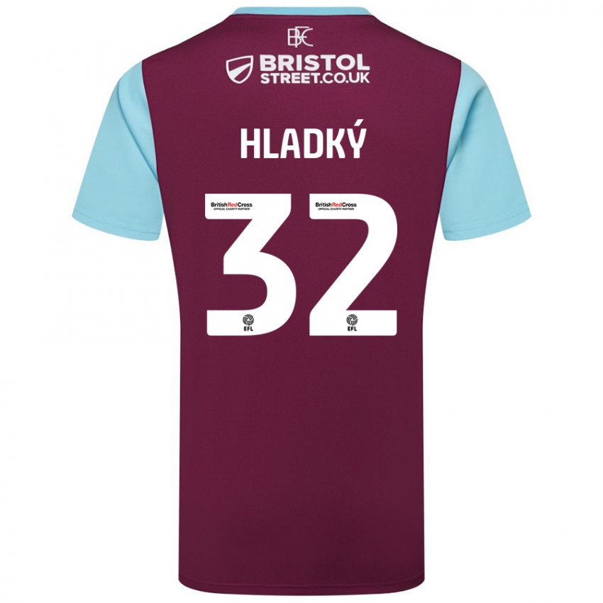 Bambino Maglia Vaclav Hladky #32 Borgogna Azzurro Kit Gara Home 2024/25 Maglietta