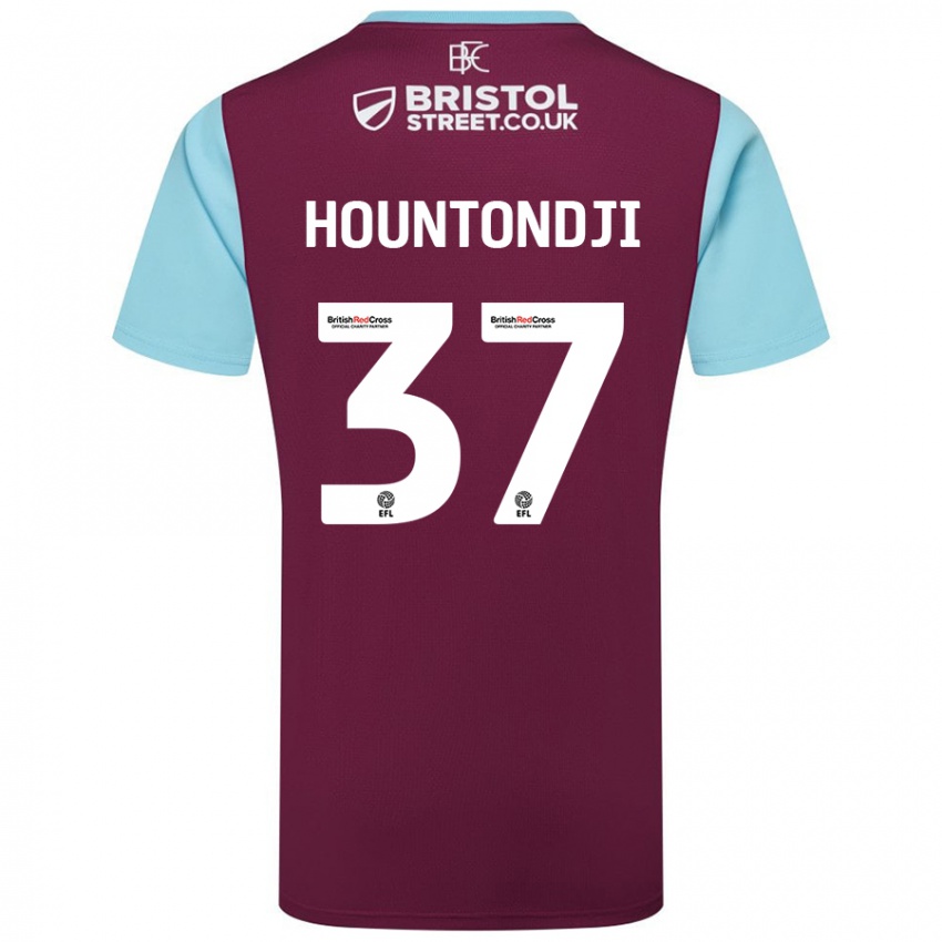 Bambino Maglia Andreas Hountondji #37 Borgogna Azzurro Kit Gara Home 2024/25 Maglietta