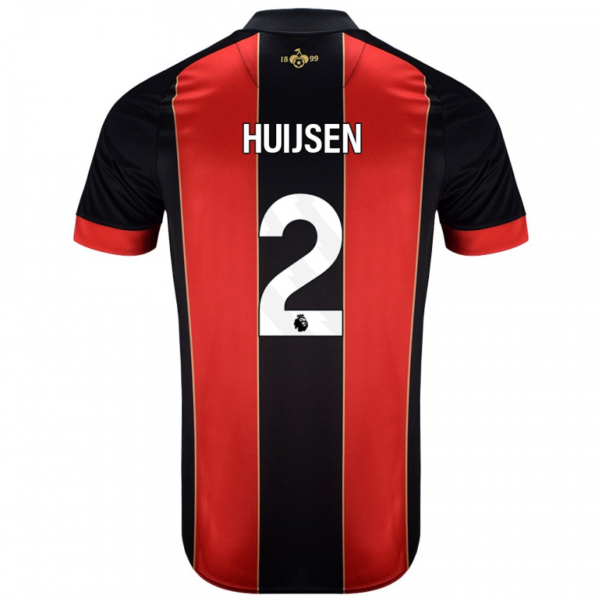 Bambino Maglia Dean Huijsen #2 Rosso Nero Kit Gara Home 2024/25 Maglietta