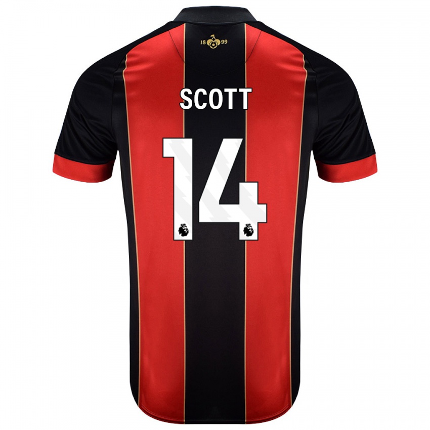 Bambino Maglia Alex Scott #14 Rosso Nero Kit Gara Home 2024/25 Maglietta