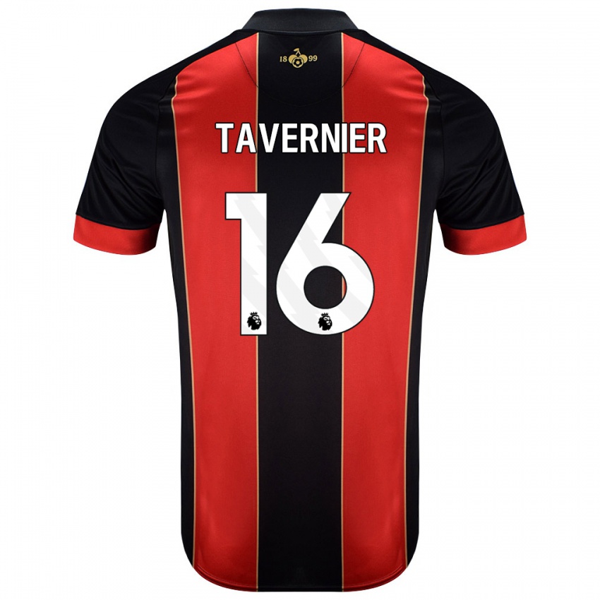 Bambino Maglia Marcus Tavernier #16 Rosso Nero Kit Gara Home 2024/25 Maglietta