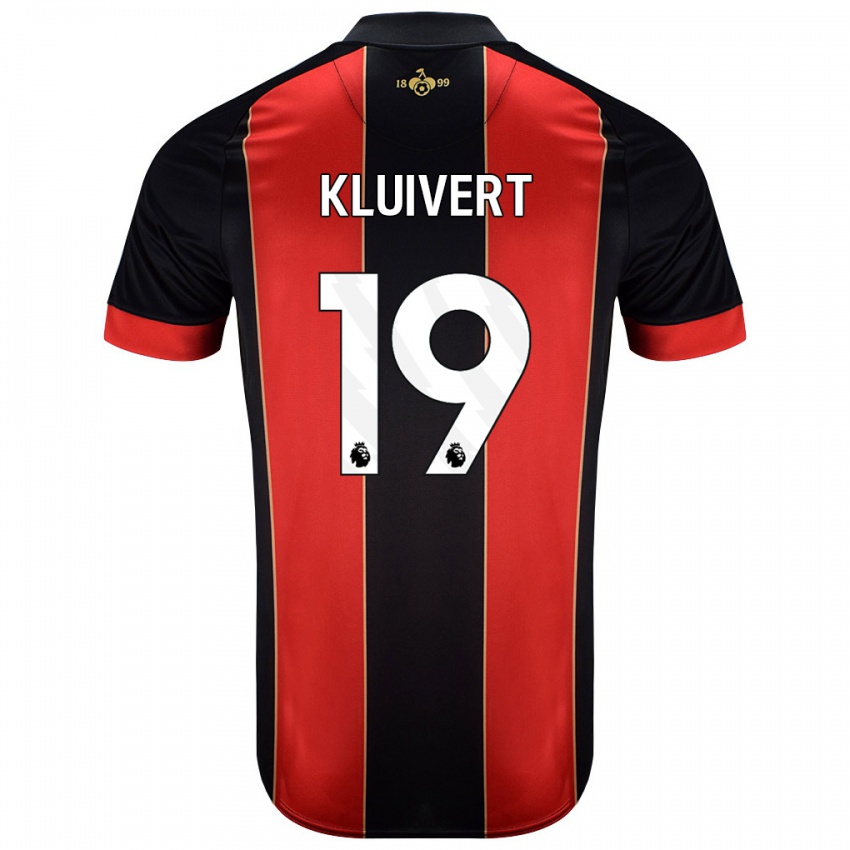 Bambino Maglia Justin Kluivert #19 Rosso Nero Kit Gara Home 2024/25 Maglietta