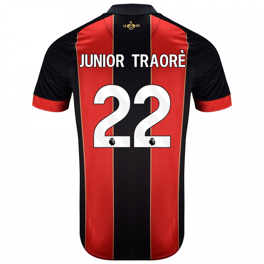 Bambino Maglia Hamed Junior Traorè #22 Rosso Nero Kit Gara Home 2024/25 Maglietta