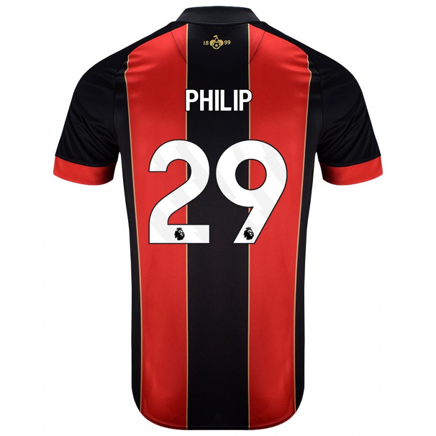 Bambino Maglia Philip Billing #29 Rosso Nero Kit Gara Home 2024/25 Maglietta