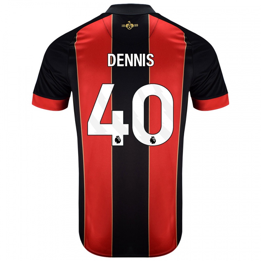 Bambino Maglia Will Dennis #40 Rosso Nero Kit Gara Home 2024/25 Maglietta