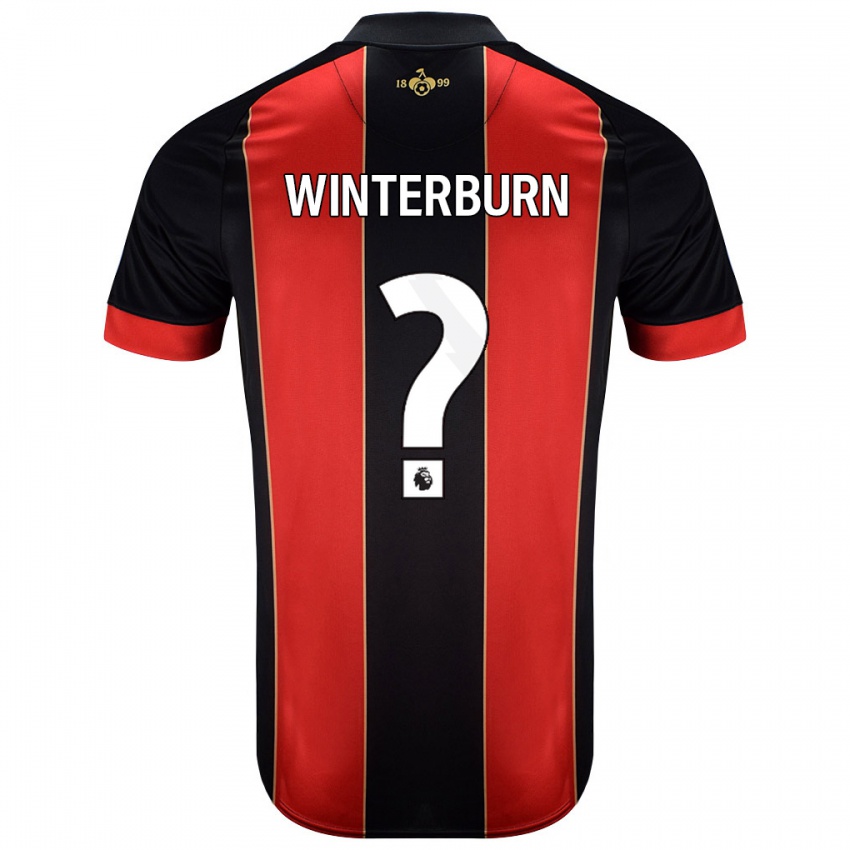 Bambino Maglia Ben Winterburn #0 Rosso Nero Kit Gara Home 2024/25 Maglietta