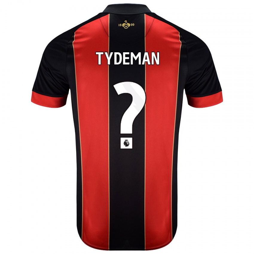 Bambino Maglia Kian Tydeman #0 Rosso Nero Kit Gara Home 2024/25 Maglietta