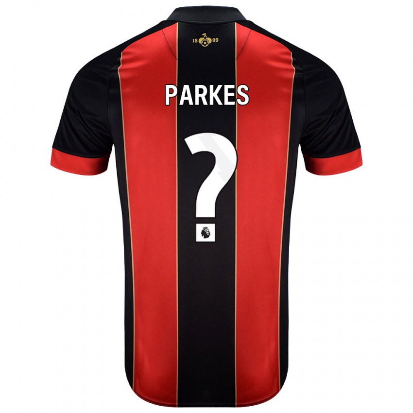 Bambino Maglia Sonny Parkes #0 Rosso Nero Kit Gara Home 2024/25 Maglietta