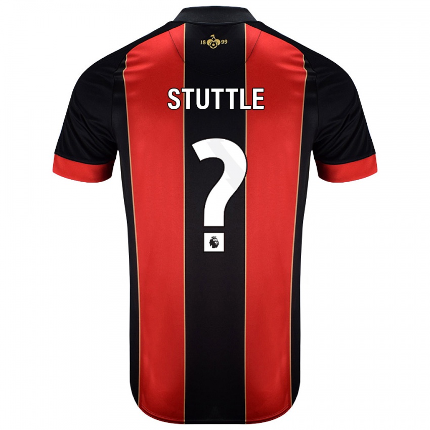 Bambino Maglia Jonny Stuttle #0 Rosso Nero Kit Gara Home 2024/25 Maglietta