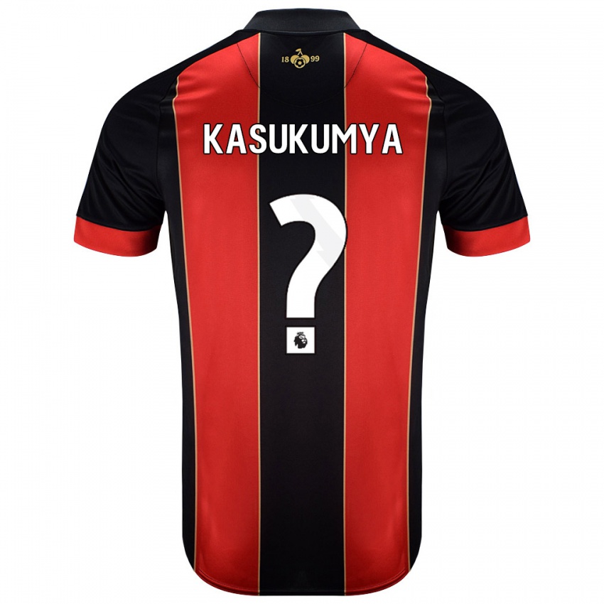 Bambino Maglia Kashanga Kasukumya #0 Rosso Nero Kit Gara Home 2024/25 Maglietta