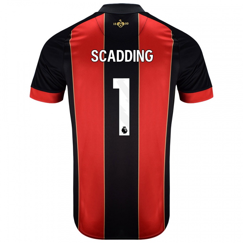 Bambino Maglia Katie Scadding #1 Rosso Nero Kit Gara Home 2024/25 Maglietta