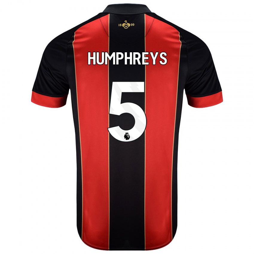 Bambino Maglia Holly Humphreys #5 Rosso Nero Kit Gara Home 2024/25 Maglietta