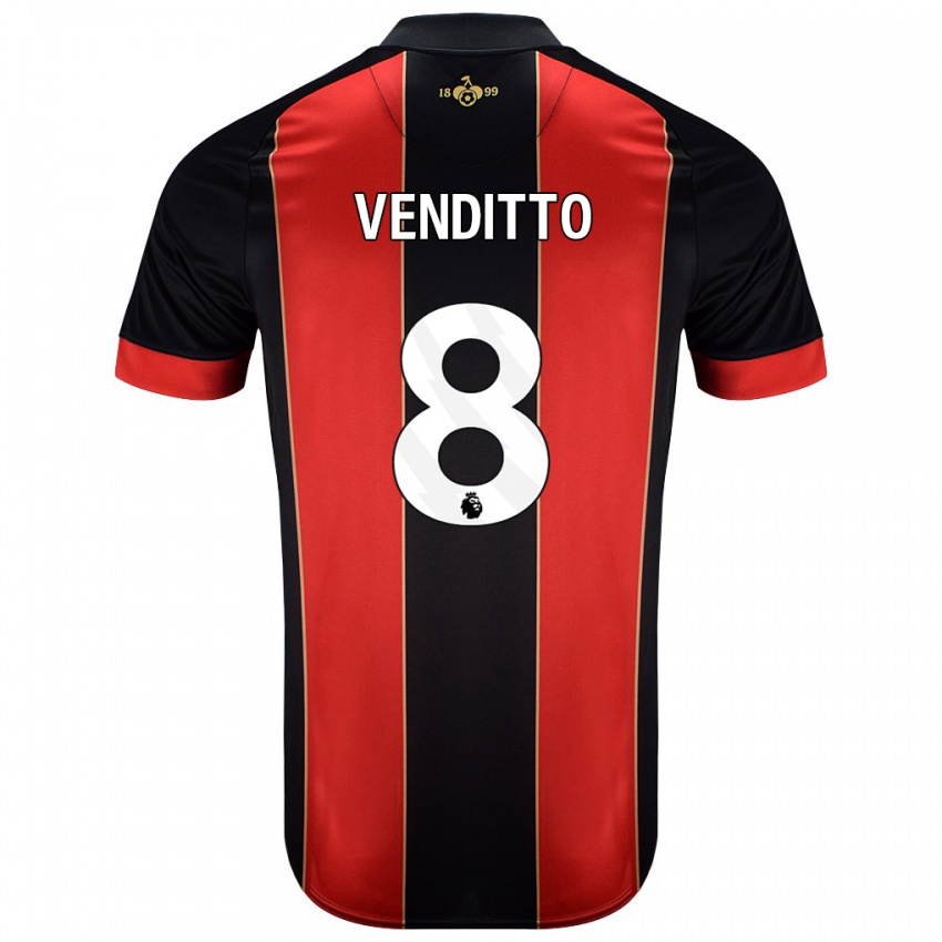 Bambino Maglia Olivia Venditto #8 Rosso Nero Kit Gara Home 2024/25 Maglietta