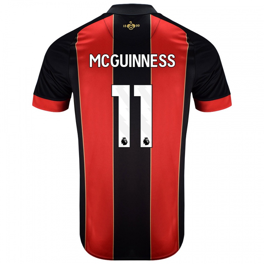 Bambino Maglia Gemma Mcguinness #11 Rosso Nero Kit Gara Home 2024/25 Maglietta