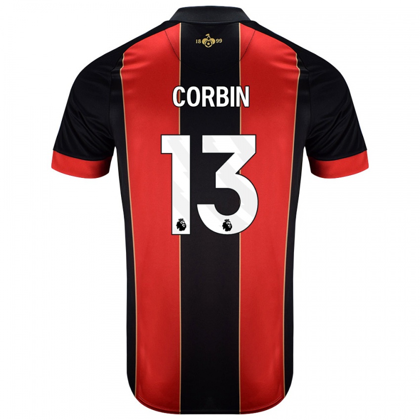 Bambino Maglia Helen Corbin #13 Rosso Nero Kit Gara Home 2024/25 Maglietta