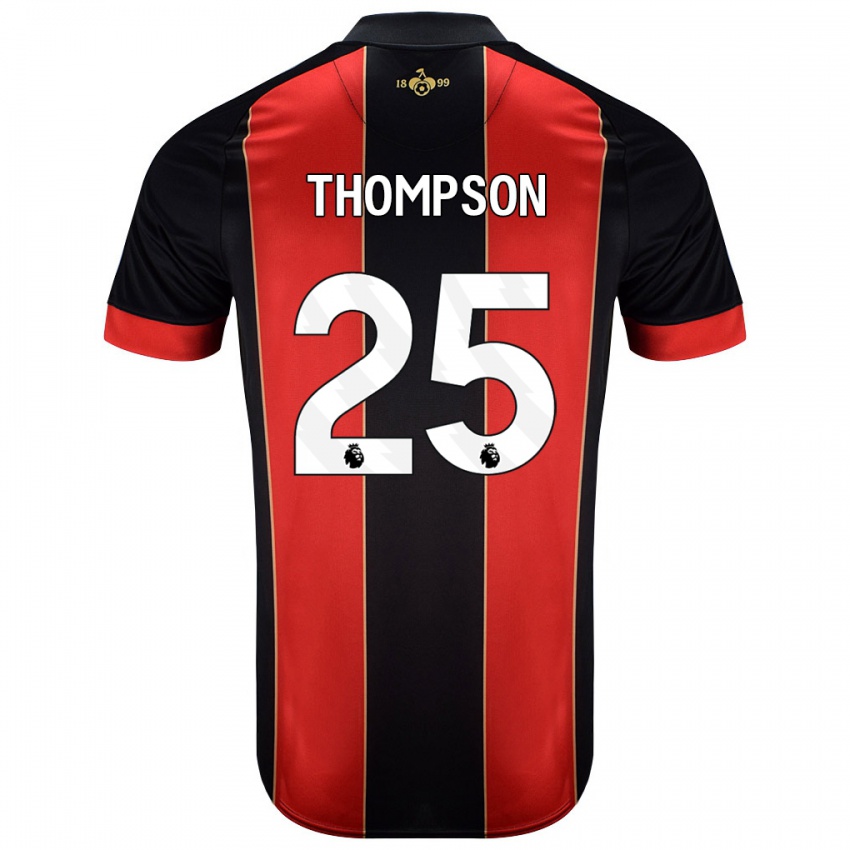 Bambino Maglia Kenni Thompson #25 Rosso Nero Kit Gara Home 2024/25 Maglietta