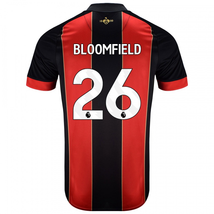 Bambino Maglia Erin Bloomfield #26 Rosso Nero Kit Gara Home 2024/25 Maglietta