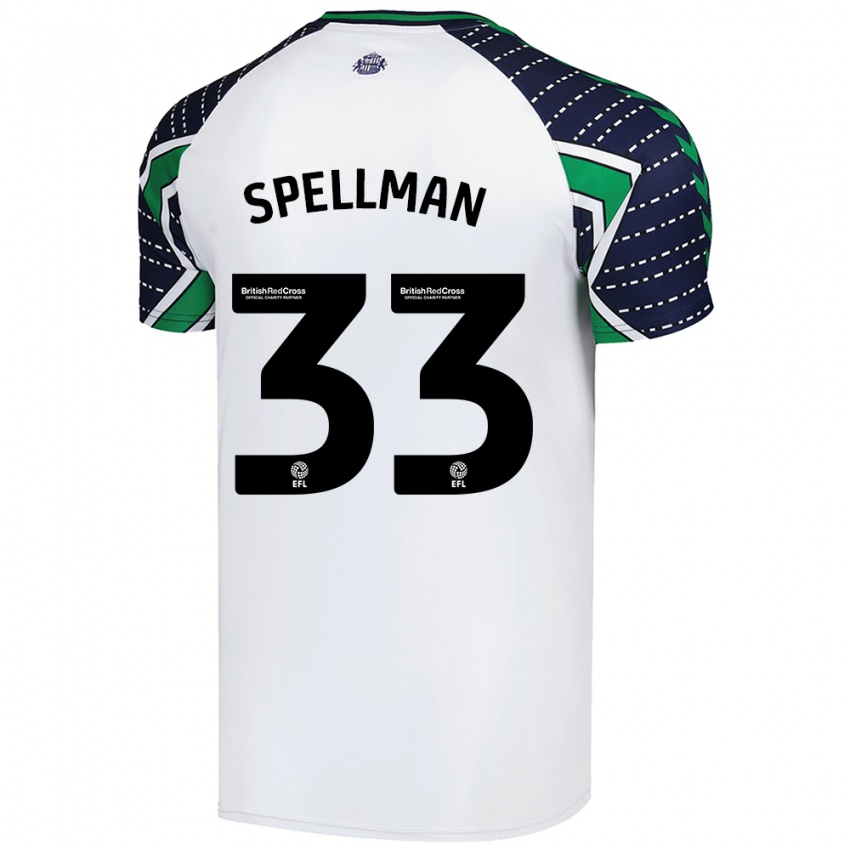 Bambino Maglia Michael Spellman #33 Bianco Kit Gara Away 2024/25 Maglietta