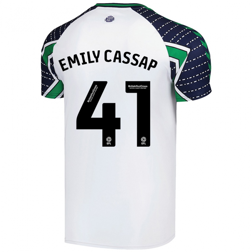 Bambino Maglia Emily Cassap #41 Bianco Kit Gara Away 2024/25 Maglietta