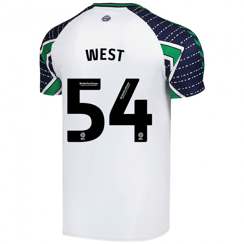 Bambino Maglia Ella West #54 Bianco Kit Gara Away 2024/25 Maglietta