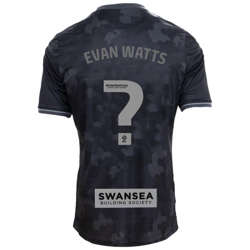 Bambino Maglia Evan Watts #0 Nero Kit Gara Away 2024/25 Maglietta