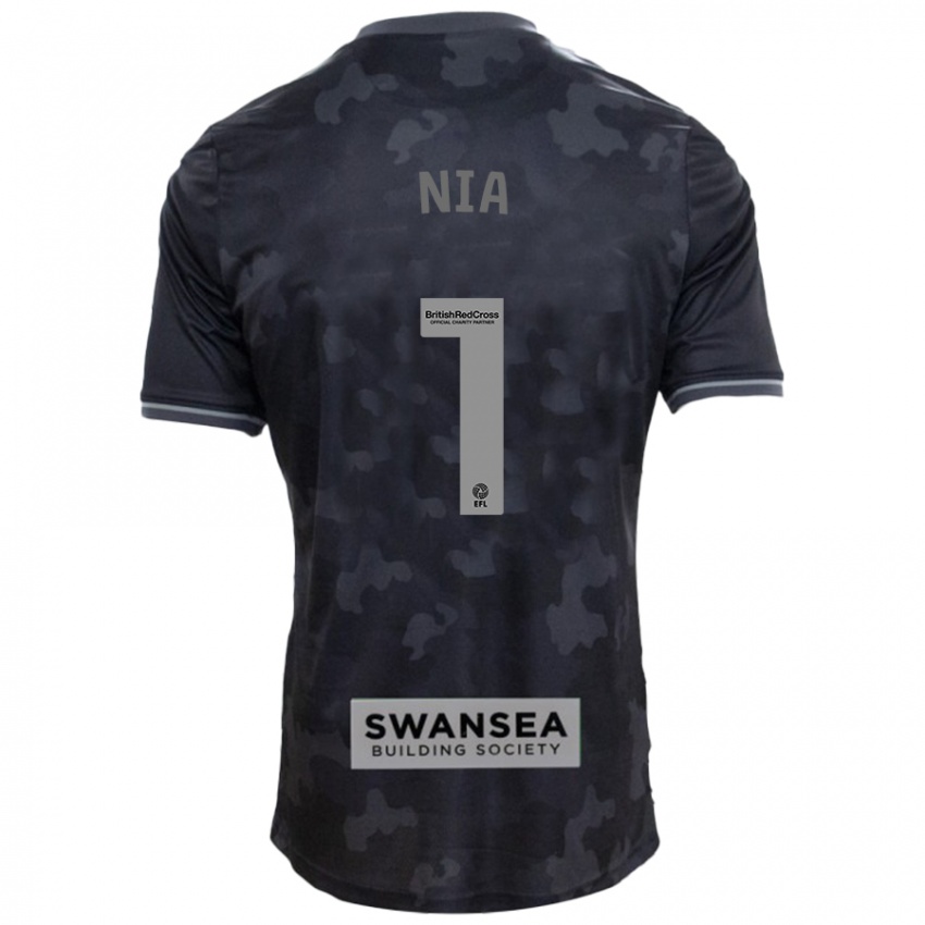 Bambino Maglia Ffion Rees Nia #1 Nero Kit Gara Away 2024/25 Maglietta