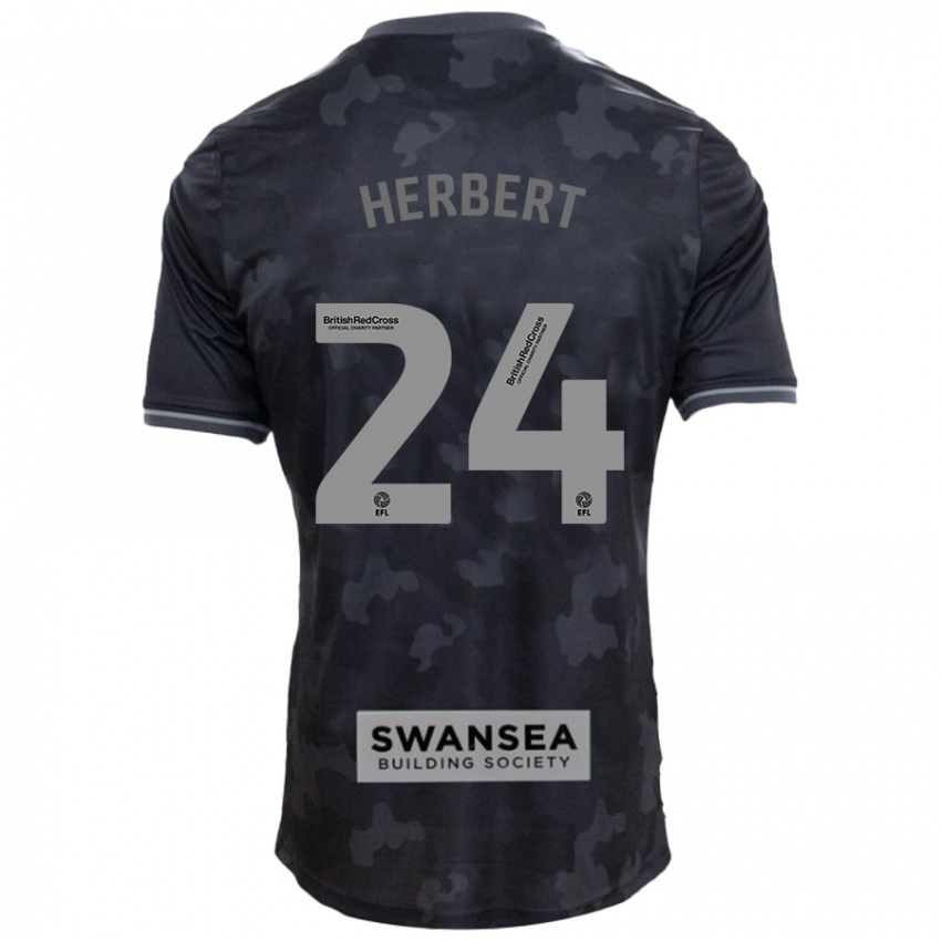 Bambino Maglia Chelsea Herbert #24 Nero Kit Gara Away 2024/25 Maglietta