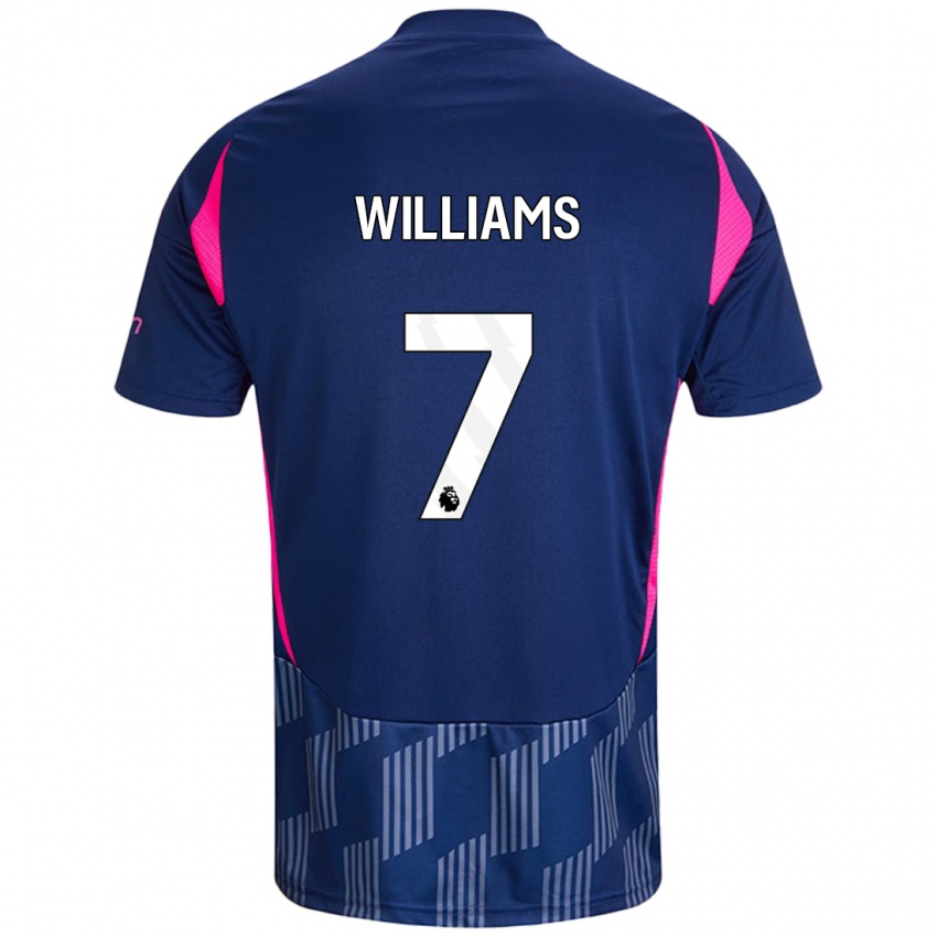 Bambino Maglia Neco Williams #7 Blu Royal Rosa Kit Gara Away 2024/25 Maglietta