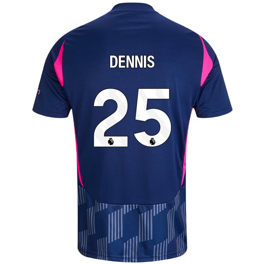 Bambino Maglia Emmanuel Dennis #25 Blu Royal Rosa Kit Gara Away 2024/25 Maglietta