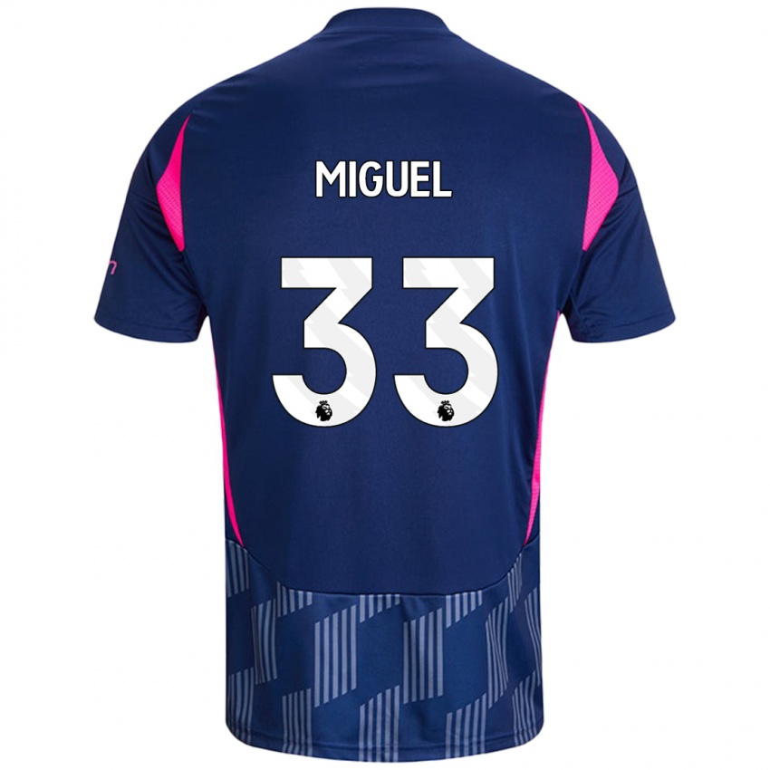 Bambino Maglia Carlos Miguel #33 Blu Royal Rosa Kit Gara Away 2024/25 Maglietta