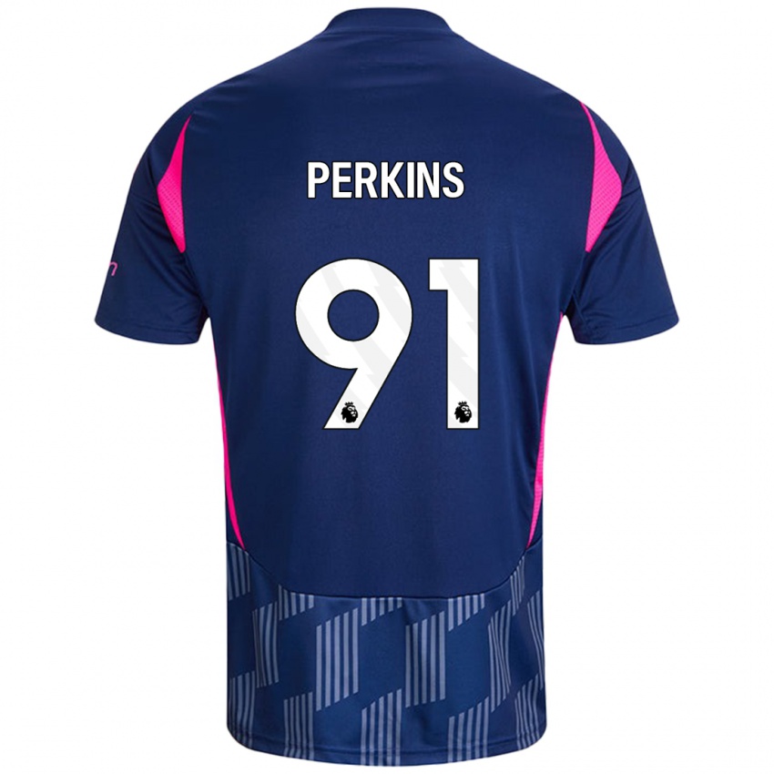 Bambino Maglia Jack Perkins #91 Blu Royal Rosa Kit Gara Away 2024/25 Maglietta