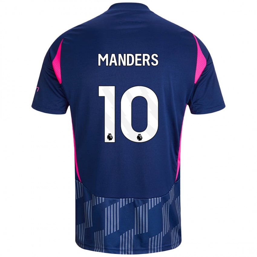 Bambino Maglia Holly Manders #10 Blu Royal Rosa Kit Gara Away 2024/25 Maglietta