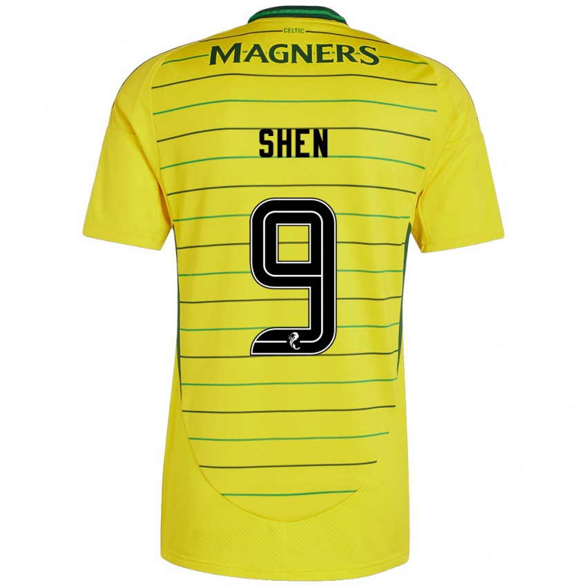 Bambino Maglia Shen Mengyu #9 Giallo Kit Gara Away 2024/25 Maglietta